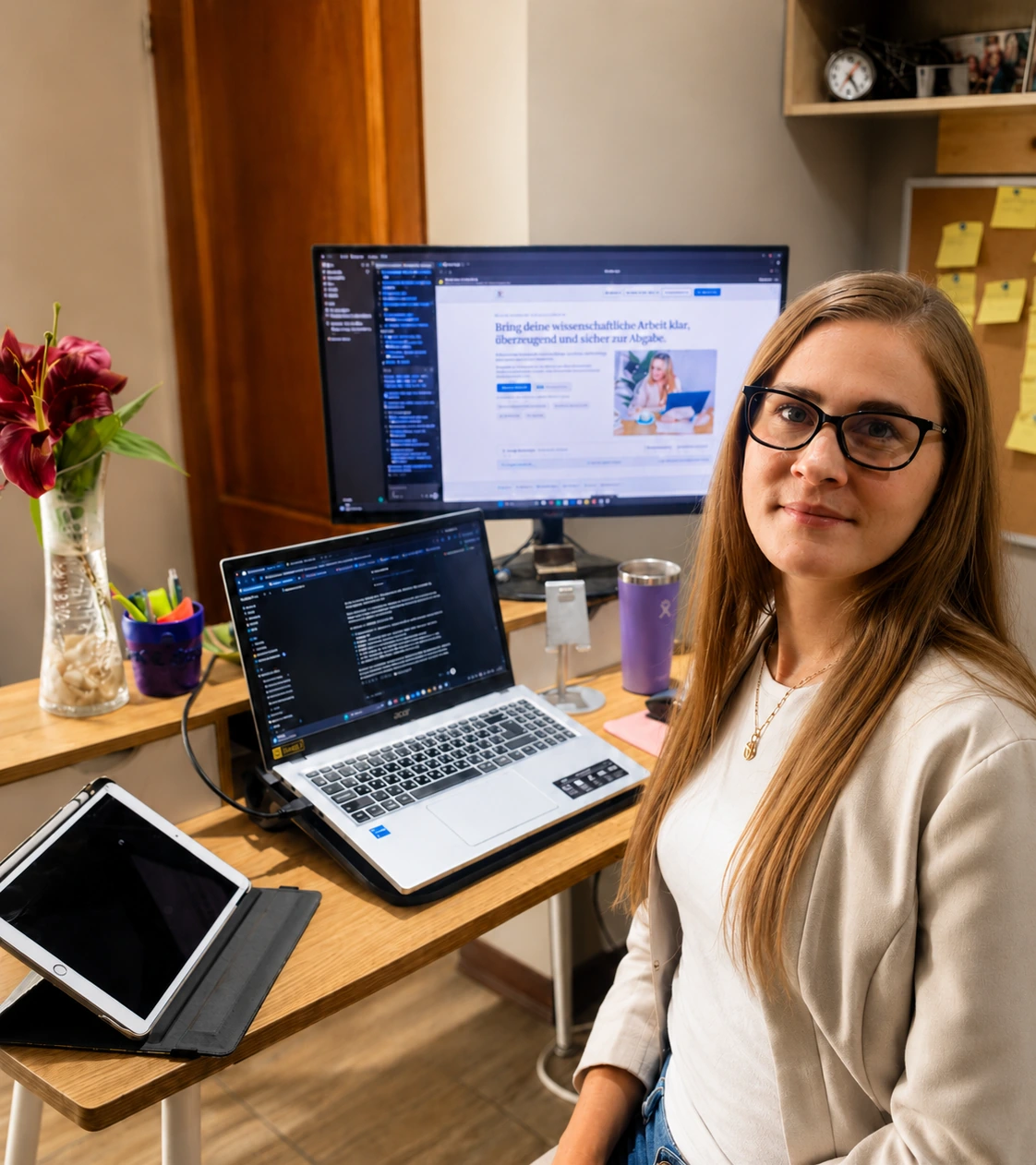 Jennifer Schüepp an ihrem Arbeitsplatz bei Revecto